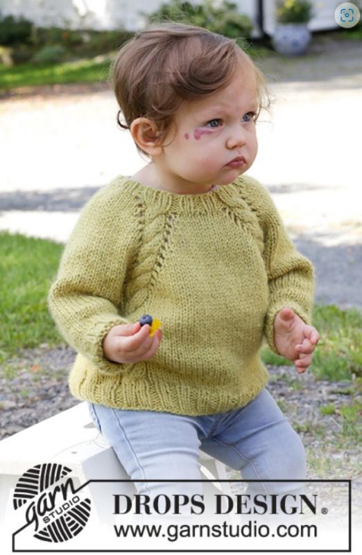 DROPS Design Baby Leaf Sweater - Strikkekit fra Viking